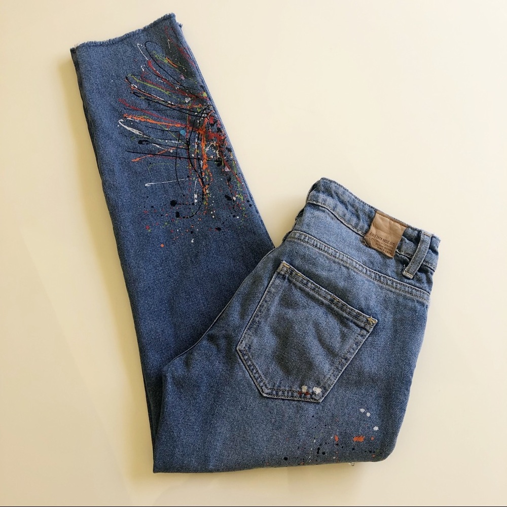 ZARA BASIC Z1975 Splattered Jeans Size 2